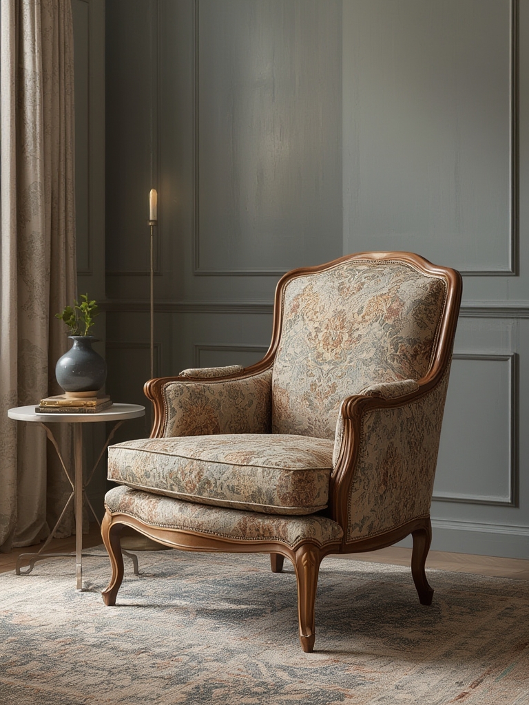 Bergère chair upholstered framed armchair home decor