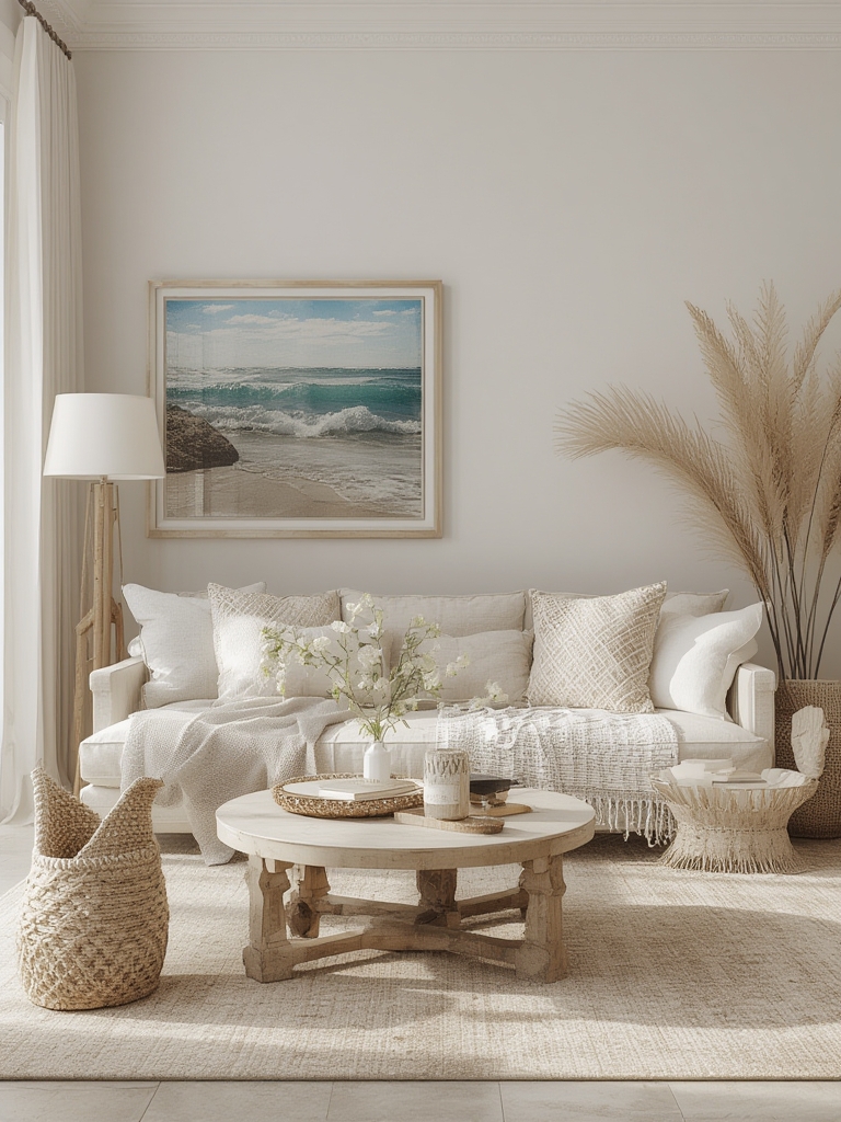 Coastal grandmother relaxed elegant beach aesthetic for home decor
