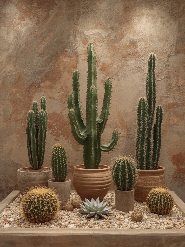 Desert modern cactus and succulent display home decor