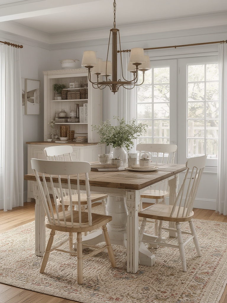 Farmhouse style dining table and chairs home decor