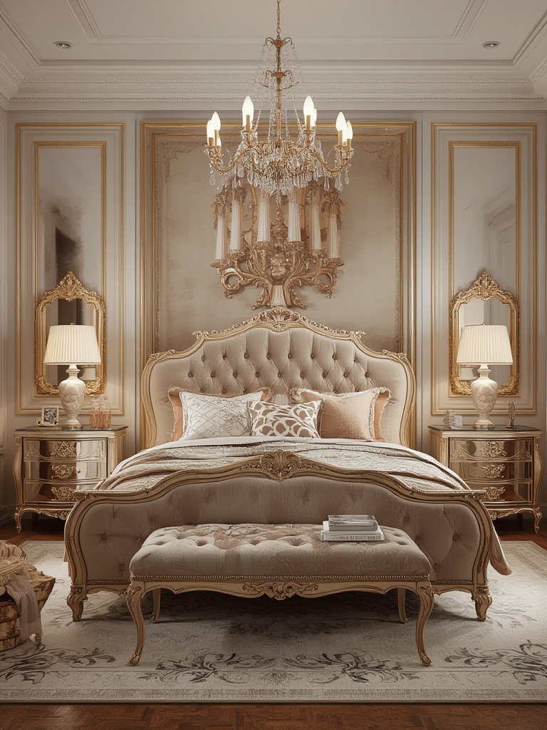 Hollywood regency glam bedroom furniture home decor