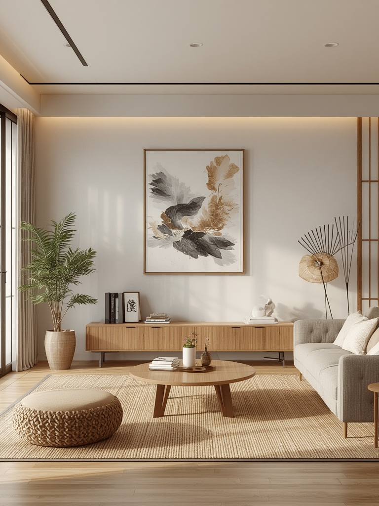 Japandi living room minimalist fusion style home decor