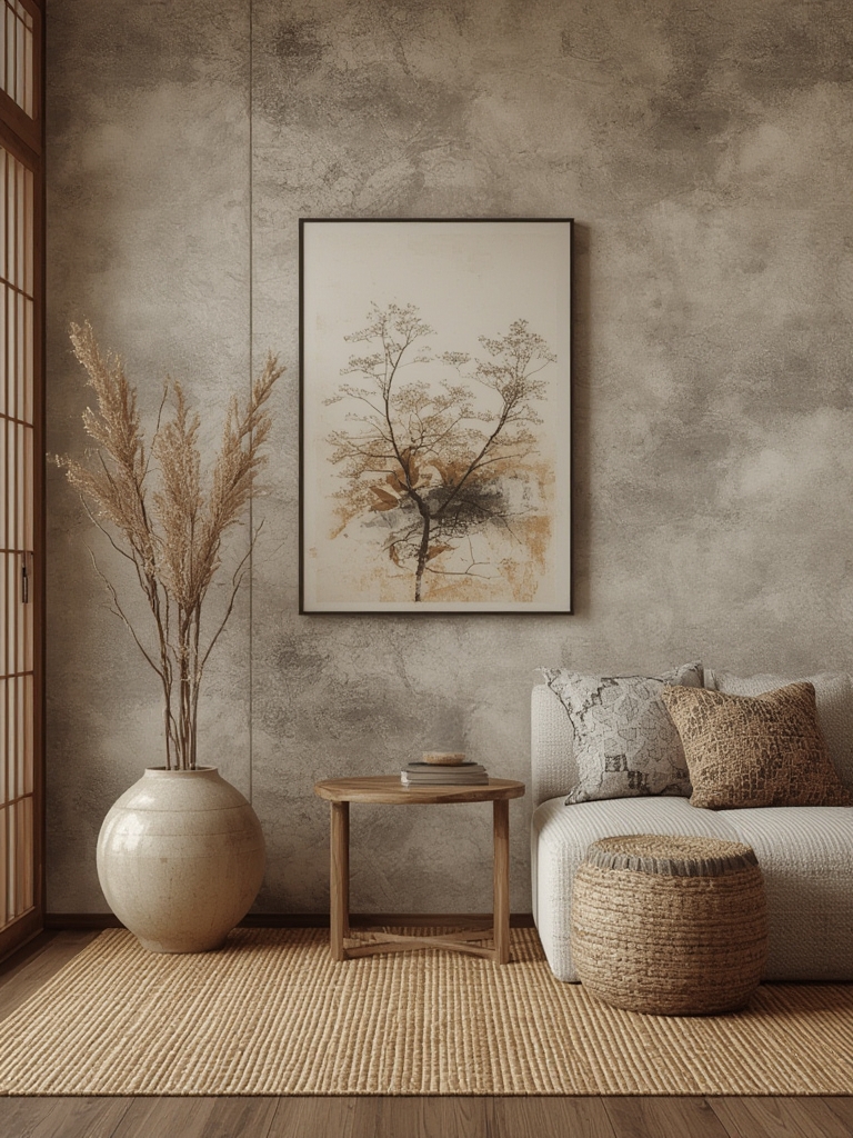Japandi style fusion minimalist and rustic for home decor