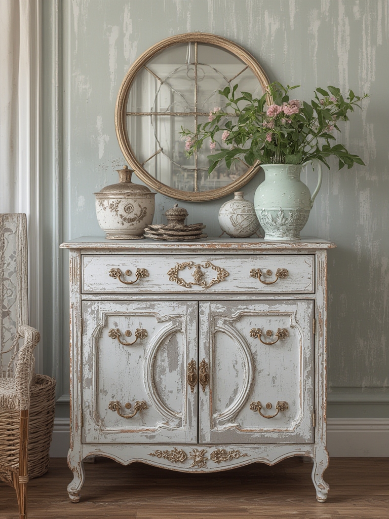 Peeled paint and distressed furniture finishes for home decor