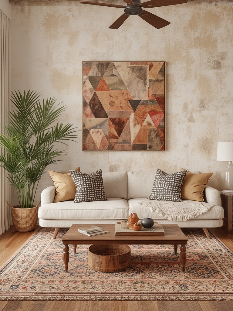 Southwestern style geometric and earthy tones home decor