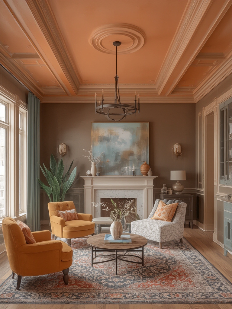 Statement ceilings with bold paint colors for home decor