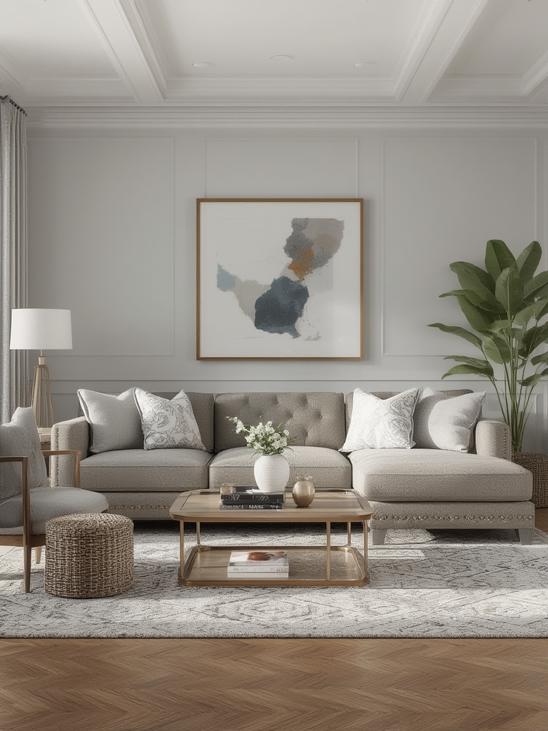 Transitional style sectional sofa gray home decor