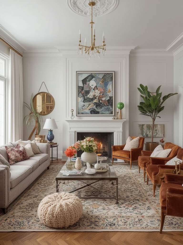maximalist eclectic living room decor