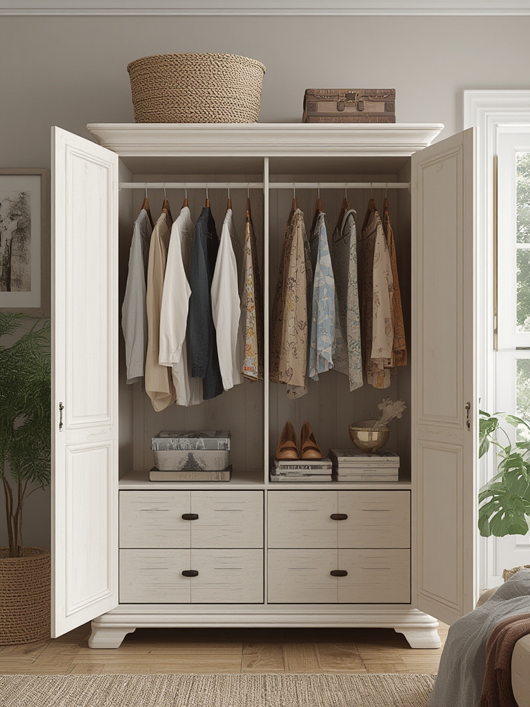 Armoire for clothing or media storage home decor