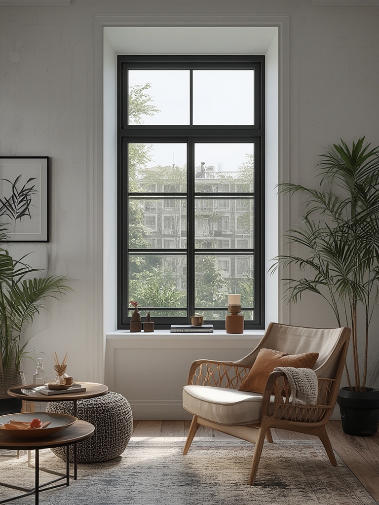 Black window frames for modern contrast in home decor