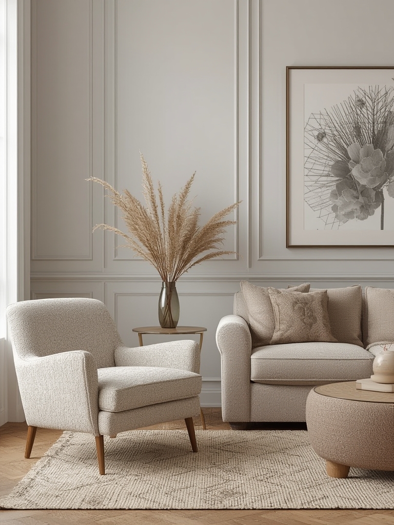 Bouclé fabric on chairs and sofas for home decor