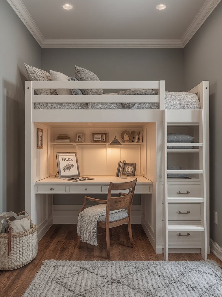 Bunk bed with built in desk home decor