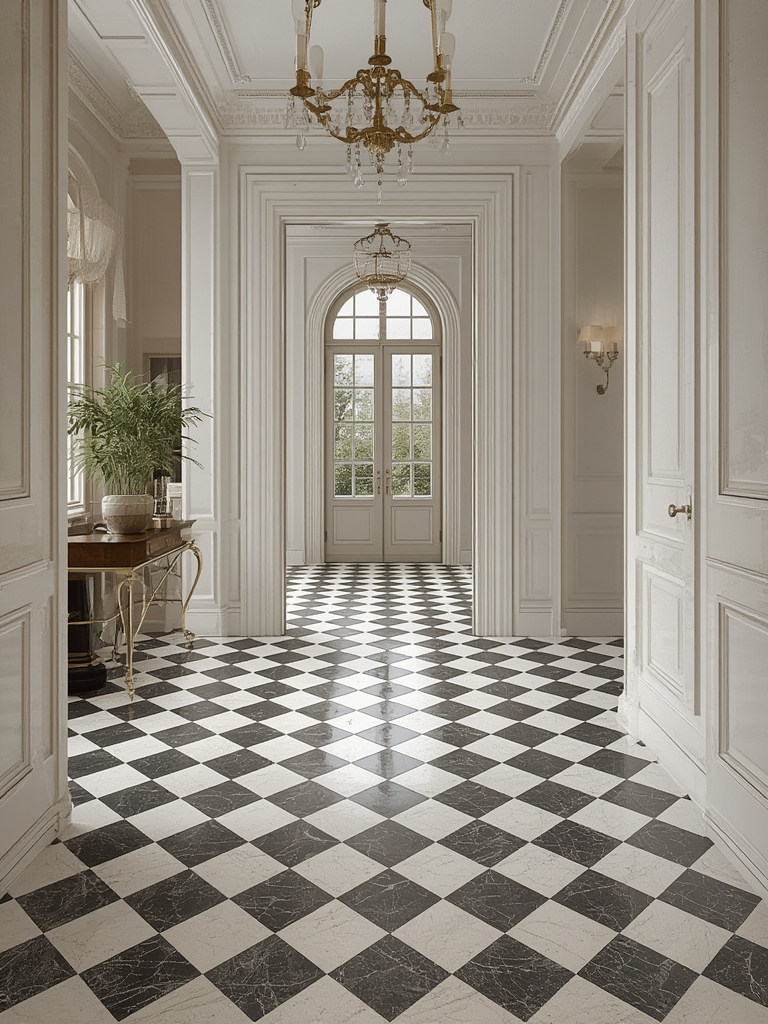Checkered pattern floors classic and modern in home decor