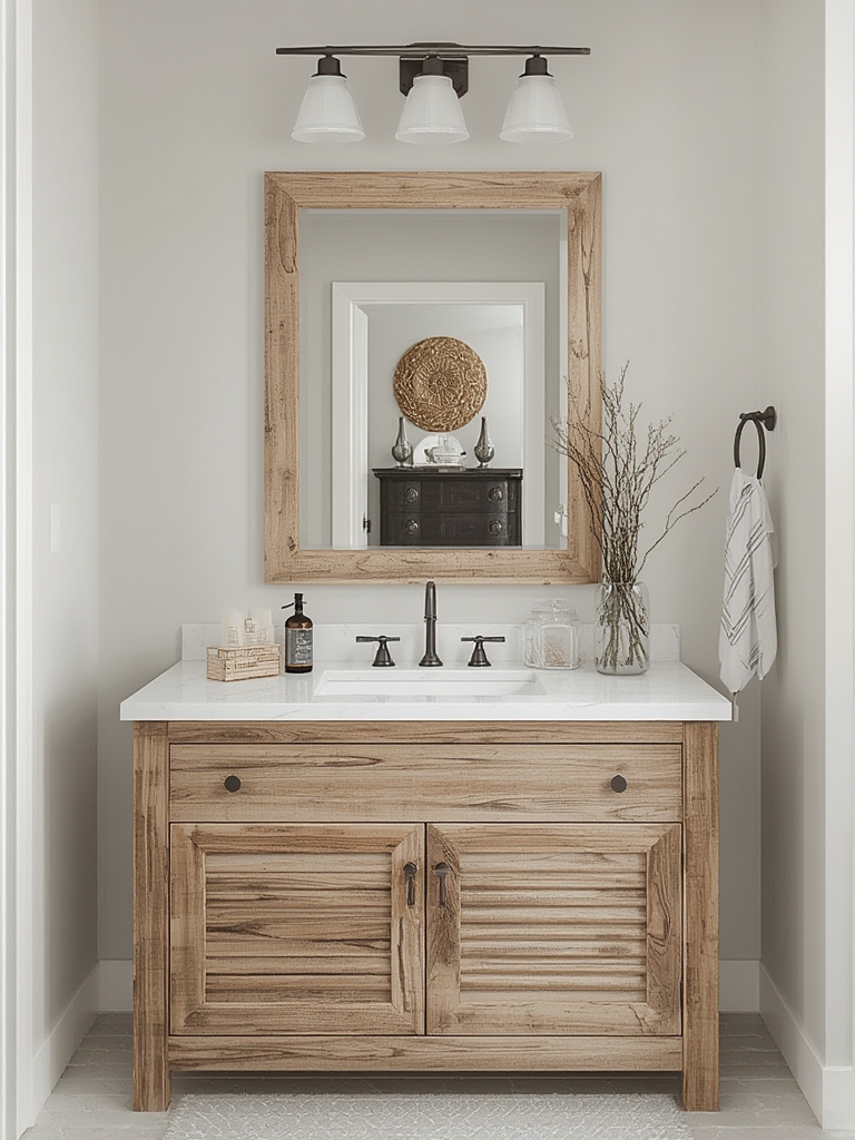 Coastal driftwood mirror bathroom vanity home decor