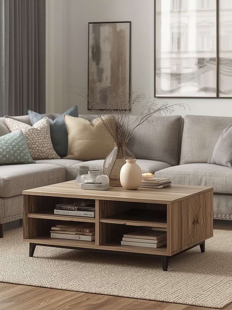 Coffee table with storage or shelves home decor