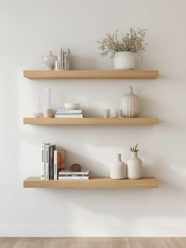 Floating shelves for minimalist display home decor
