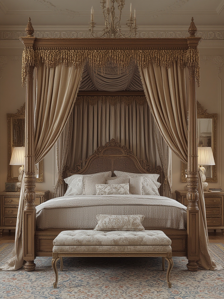 Four poster bed dramatic canopy frame home decor