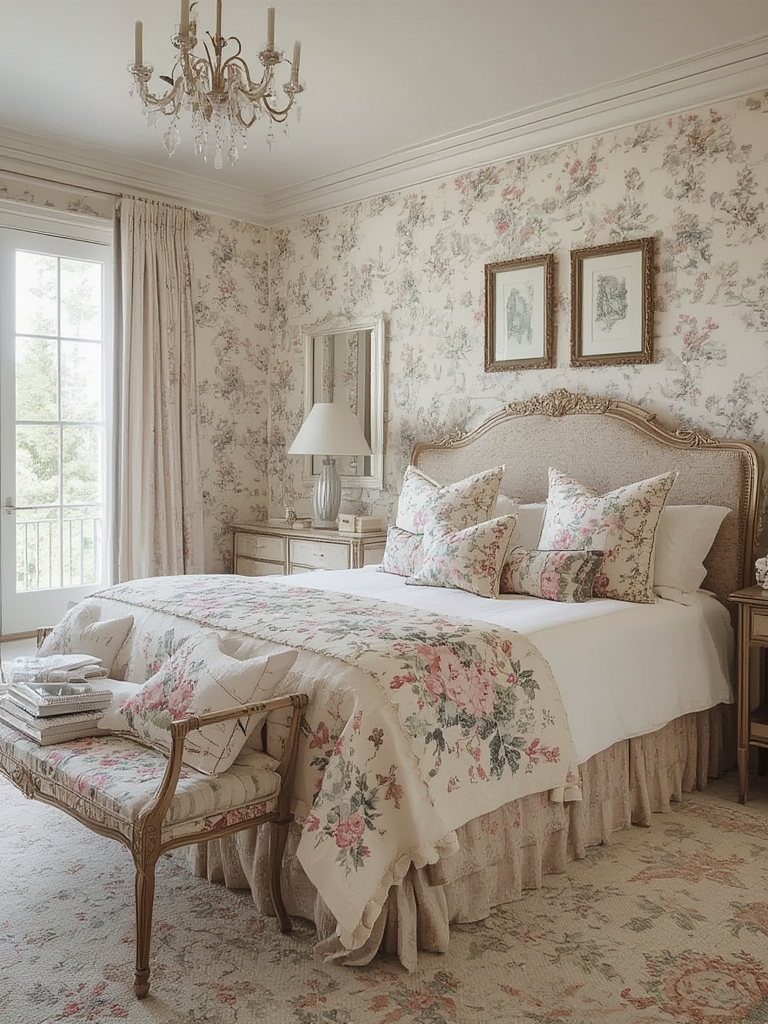 French country toile bedding master bedroom home decor