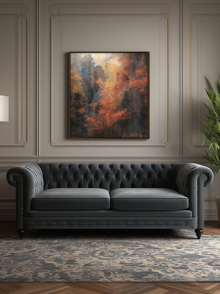 Hollywood regency velvet tufted sofa home decor