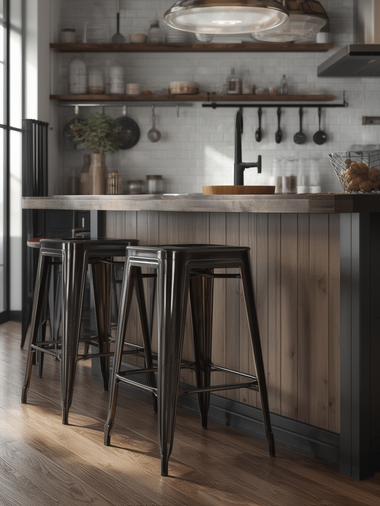 Industrial style metal bar stools kitchen home decor