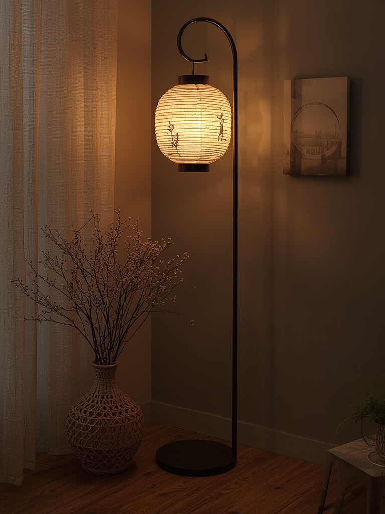 Japandi paper lantern floor lamp home decor