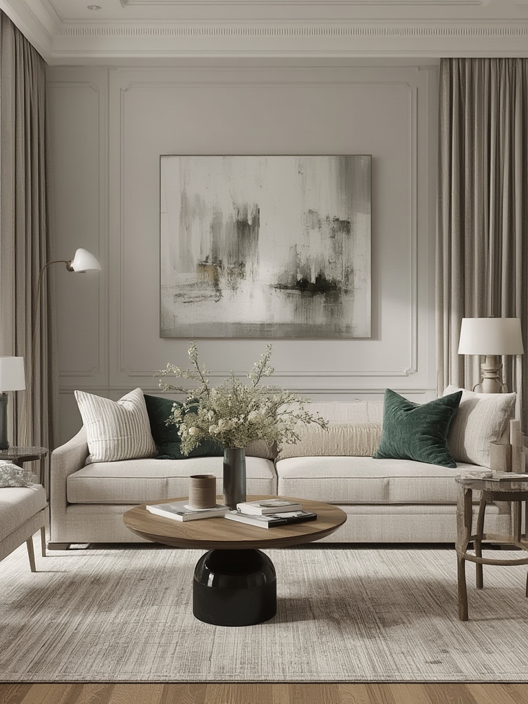 Jewel tone accents in neutral rooms for home decor