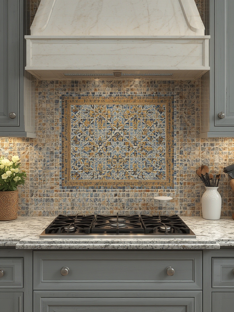 Mediterranean mosaic tile kitchen backsplash home decor