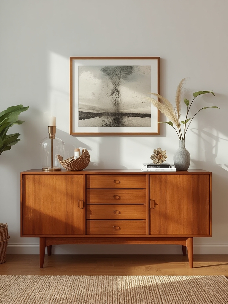Mid century modern teak sideboard credenza home decor