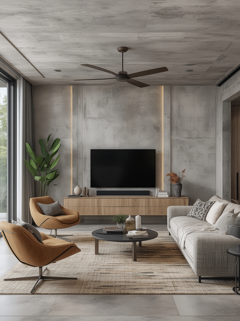 Modern home decor living room ideas concrete finishes