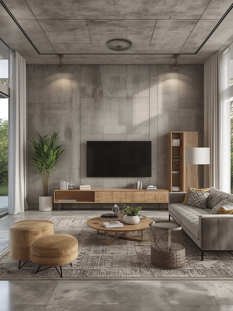 Modern home decor living room ideas concrete finishes