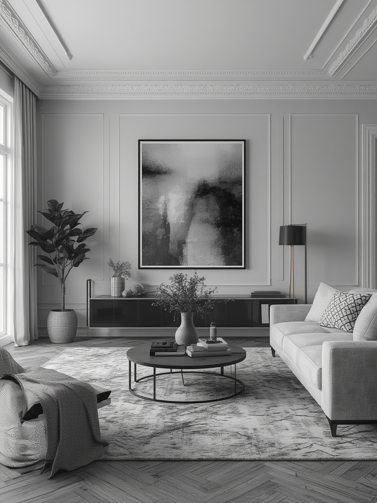Modern home decor living room ideas monochrome photography