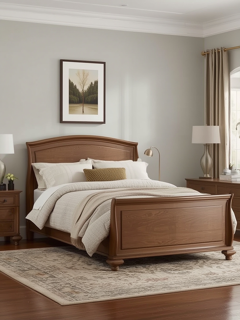 Sleigh bed curved headboard and footboard home decor
