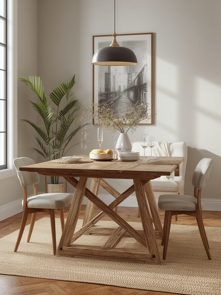 Trestle table with sturdy base design home decor
