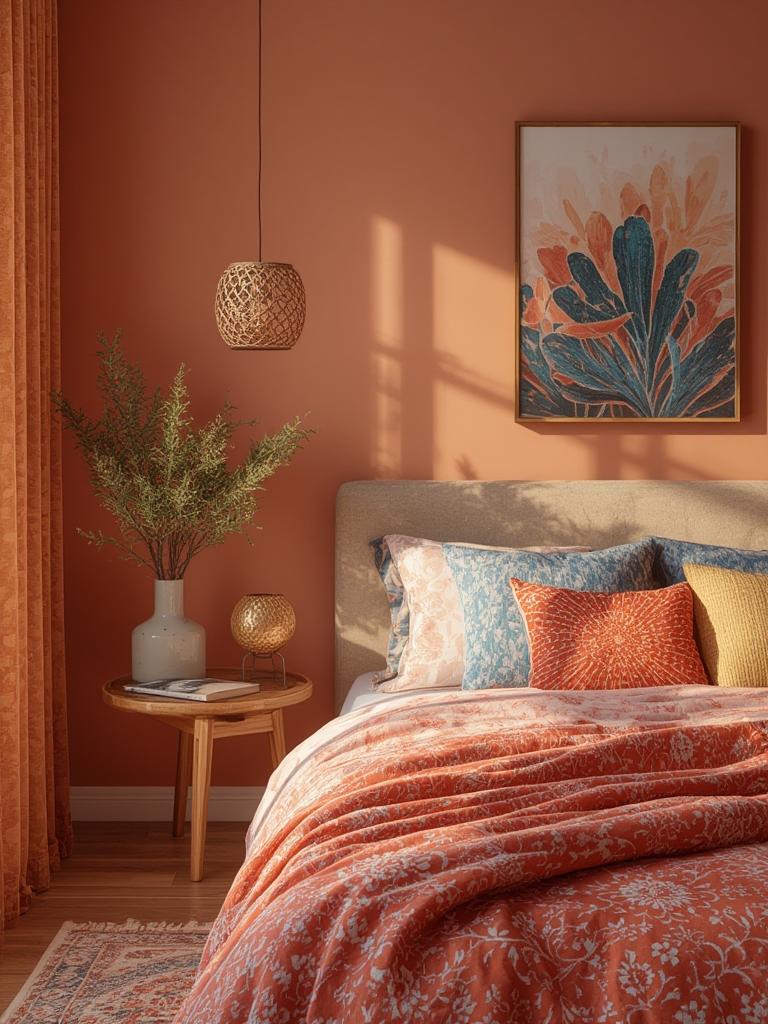 colorful bedroom decor accents