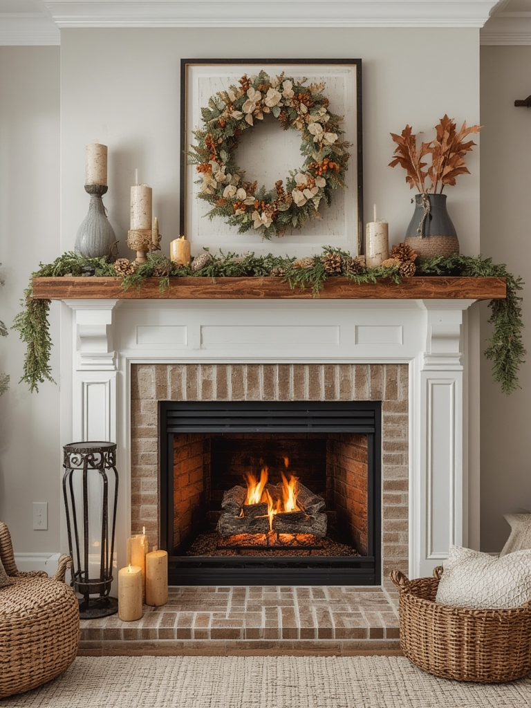 fireplace mantel decorating seasonal ideas