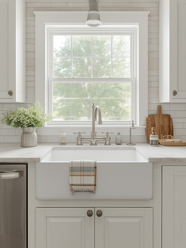 Farmhouse apron front kitchen sink home decor
