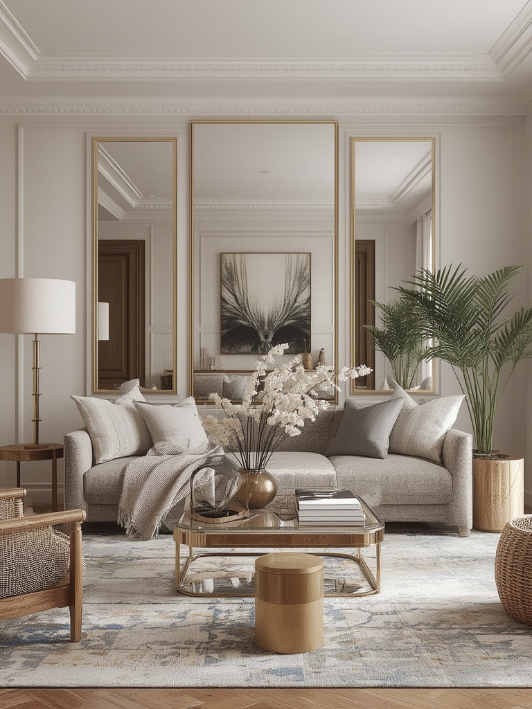 Modern home decor living room ideas large mirrors